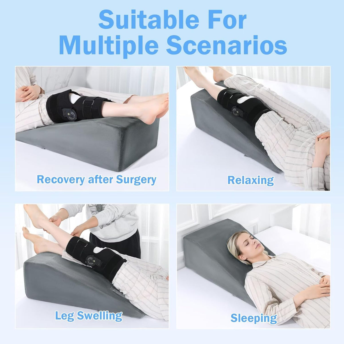 ROYALAY Leg Elevation Pillows for After Surgery, Knee Surgery Recovery Equipment with Handle, Leg Lifter Blood Circulation, Knee Replacement Recovery Aids for Hip Foot Ankle, Single
