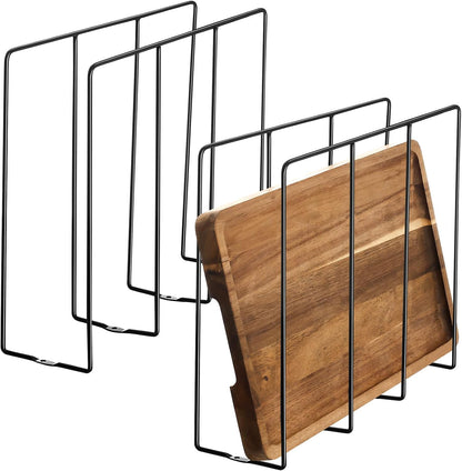 Blulu U Shaped Cookie Sheet Organizer for Cabinet Baking Sheet Organizer Kitchen Cabinet Dividers Vertical Chrome Pan Rack Storage Wires Tray Dividers Face Opening of 3.5"(Silver,2 Pcs)