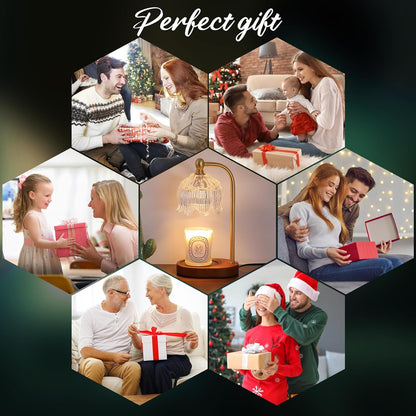 Candle Warmer Lamp with Timer and Dimmer,Electric Gold Light Gifts for Women Melt Wax Warmer Lamp with 2 Bulbs for Candle Jars House Warming New Home Decor Bedroom