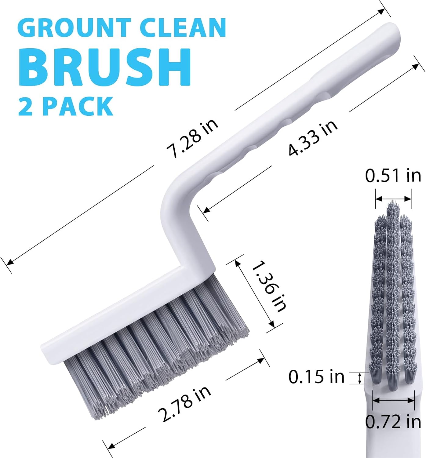 Lumkew Grout Cleaner Brush V Shape, Stiff Grout Cleaning Brushes for Tile Floor, Handheld Grout Scrub Brush Set for Shower, Bathroom, Kitchen, Household Use,2 pcs | Stiff Grout Cleaning Brushes For Tile Floor, Handheld Grout Scrub Brush Set For Shower,