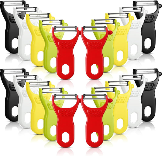 20 Pack Vegetable Peeler Bulk with Sharp Blade, 5 Colors Potato Peelers for Kitchen, Dual Blade Y Peeler with Ergonomic Grip for Potatoes Carrots Fruit, Peeling Tools for Kitchen Restaurant