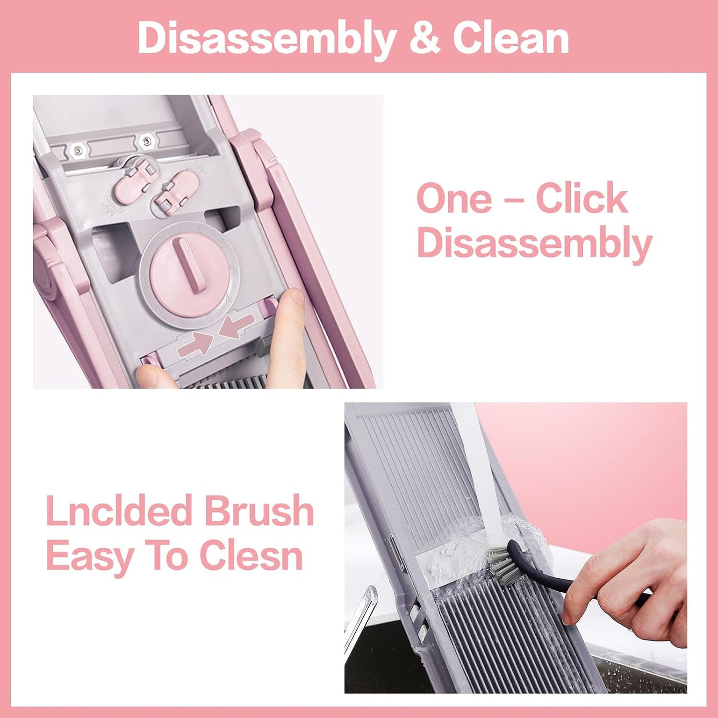 ONCE FOR ALL Safe Mandoline Slicer Plus, Bigger Size, Potato Slicer, Black | 0.1-8mm Adjustable Vegetable Food Chopper, Kitchen Mandoline Slicer Stainless Steel, Detachable Blade, Dishwasher-safe, Gift