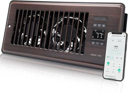 Howeall 4" x 10" Super Quiet Register Booster Fan - Upgrade Smart Register Vent with Ionizer and Dual Intelligent Thermostat Control - Heating Cooling Vent Fan Booster - Charleston Design (ORB)