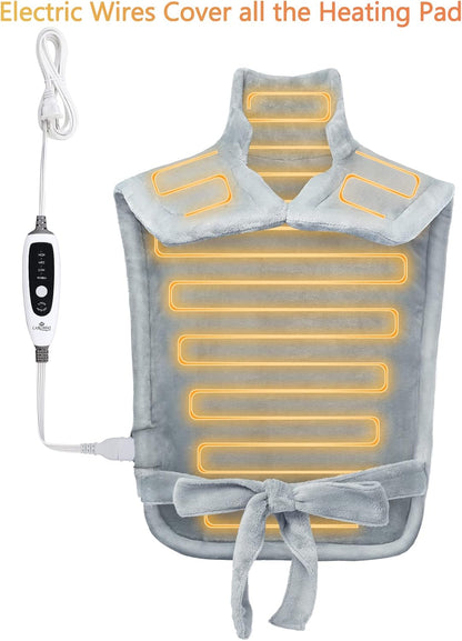 CAROMIO Massaging Heating Pad for Back Pain Relief, Neck and Shoulders