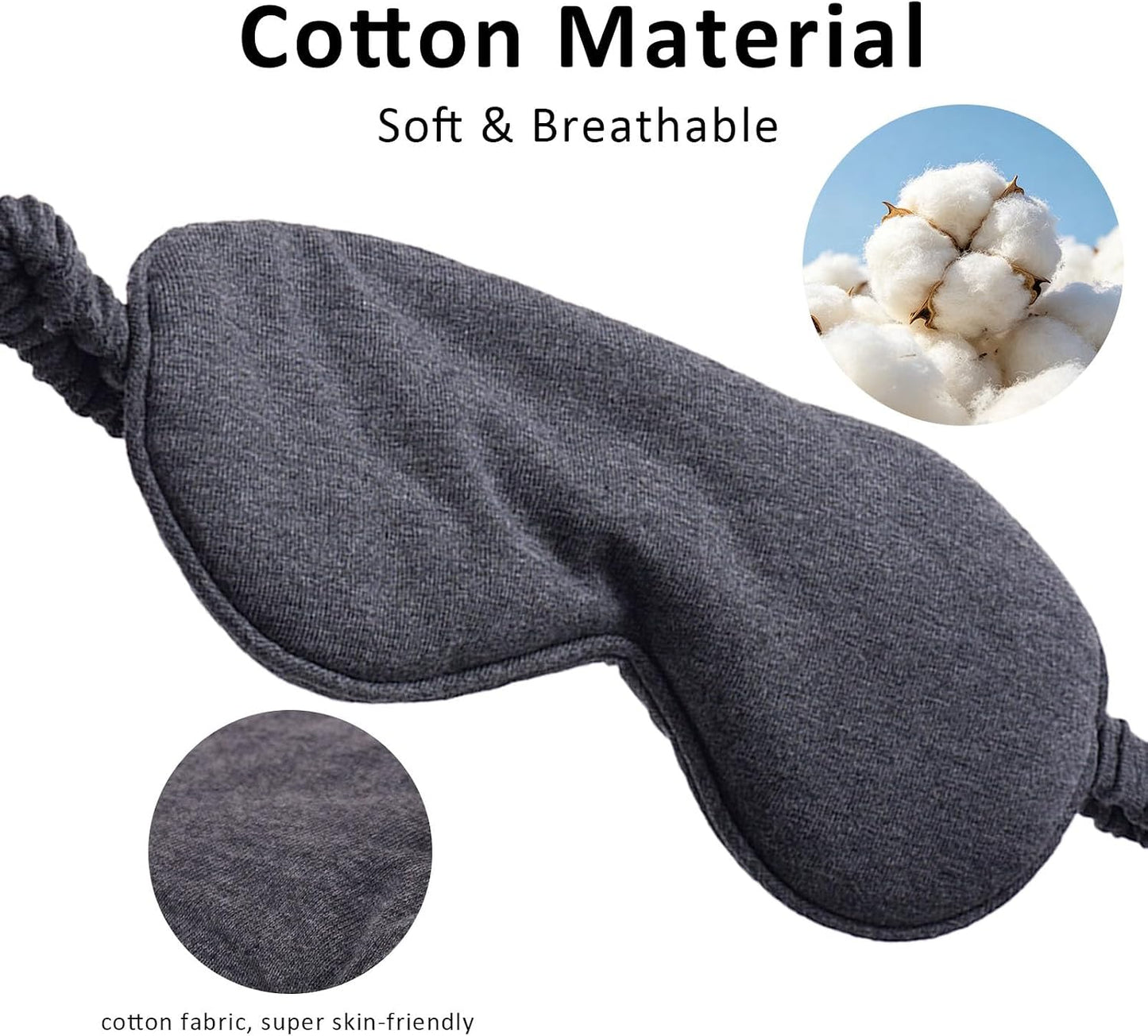 3 Packs Cotton Sleep Eye Masks Effective Light Blocking Soft Blindfold for Men Women with No-Pressure Elastic Strap
