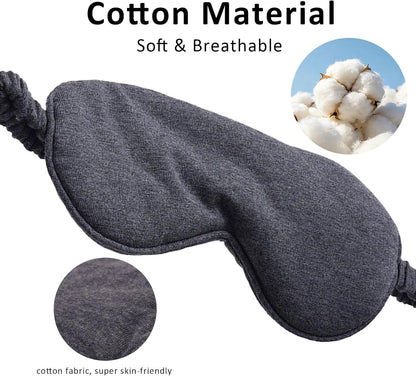 3 Packs Cotton Sleep Eye Masks Effective Light Blocking Soft Blindfold for Men Women with No-Pressure Elastic Strap