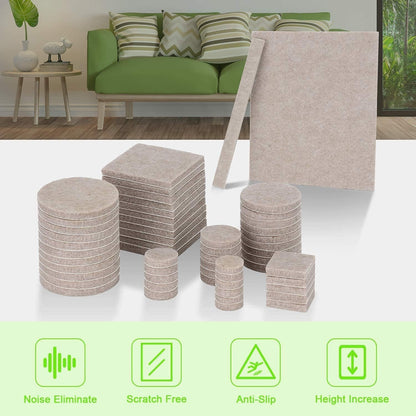 Felt Furniture Pads -182 Pcs Premium Felt Pads for Chair Legs Furniture, Floor Protectors for Hardwood Floors, Black