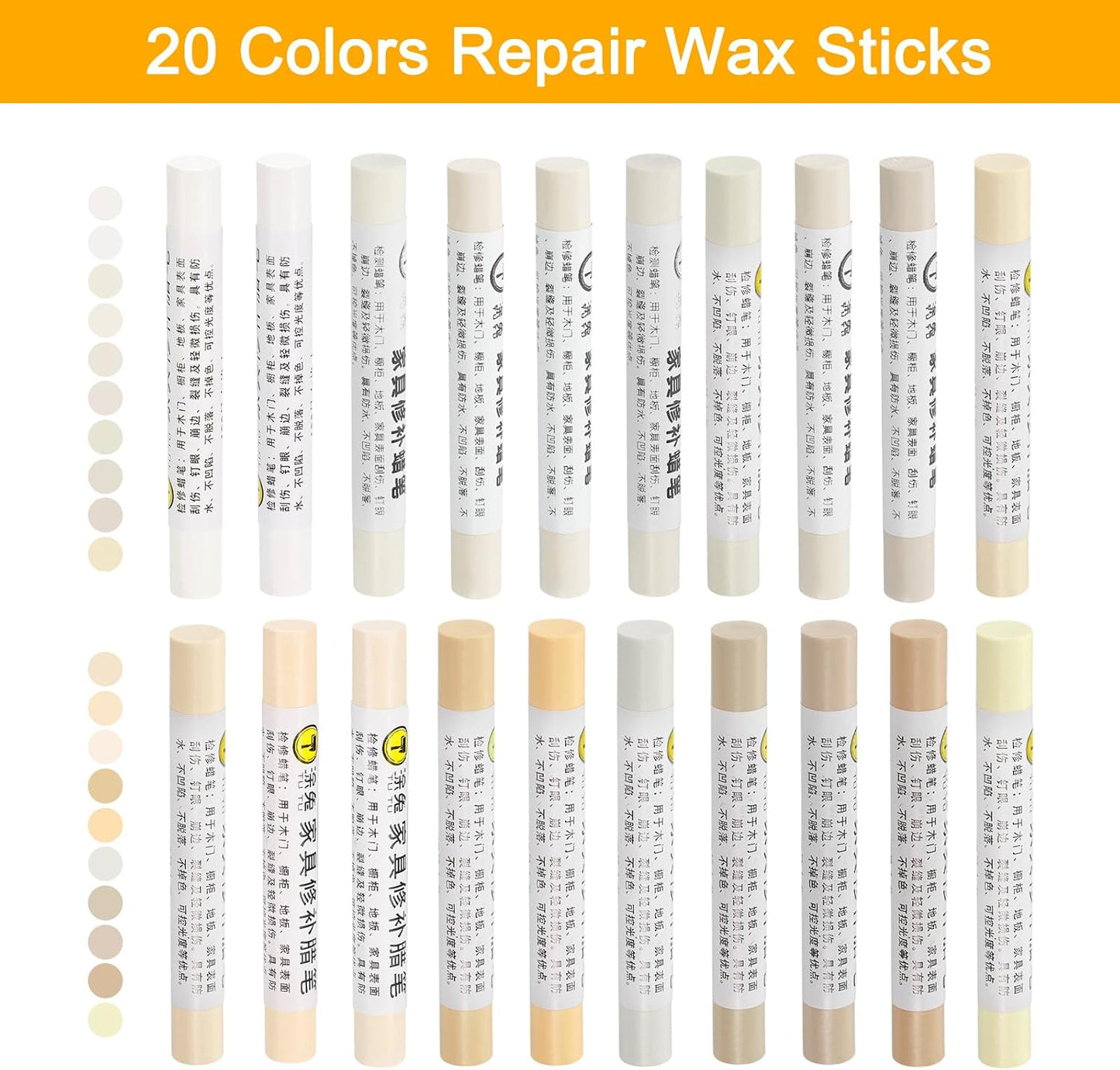 uxcell Furniture Repair Wax Crayons Kit, 20Pcs - Wood Filler Stick, Touch Up Furniture Markers - for Scratches Holes Tables Desks Wooden Floor Laminate Covers, Gray Series