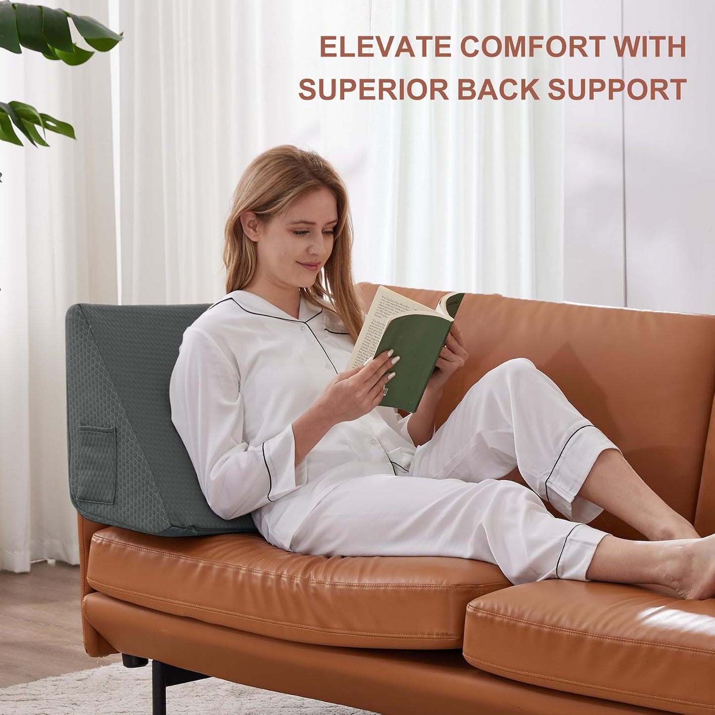 Bedluxe Knee Pillow for Back Sleeping, Leg Pillow Knee Wedge Pillow, Memory Foam Wedge Pillows for Legs Post Surgery, Triangle Pillow for Knee Support, Leg Elevation, Knees Hip Back Pain Relief, White