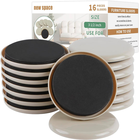 Furniture Sliders for Carpet, new space 8 Pcs 5" Round Sliders for Moving Furniture, Heavy-Duty Furniture Moving Sliders - Reusable Furniture Sliders, Move Your Furniture Quickly, Easily and Safe!