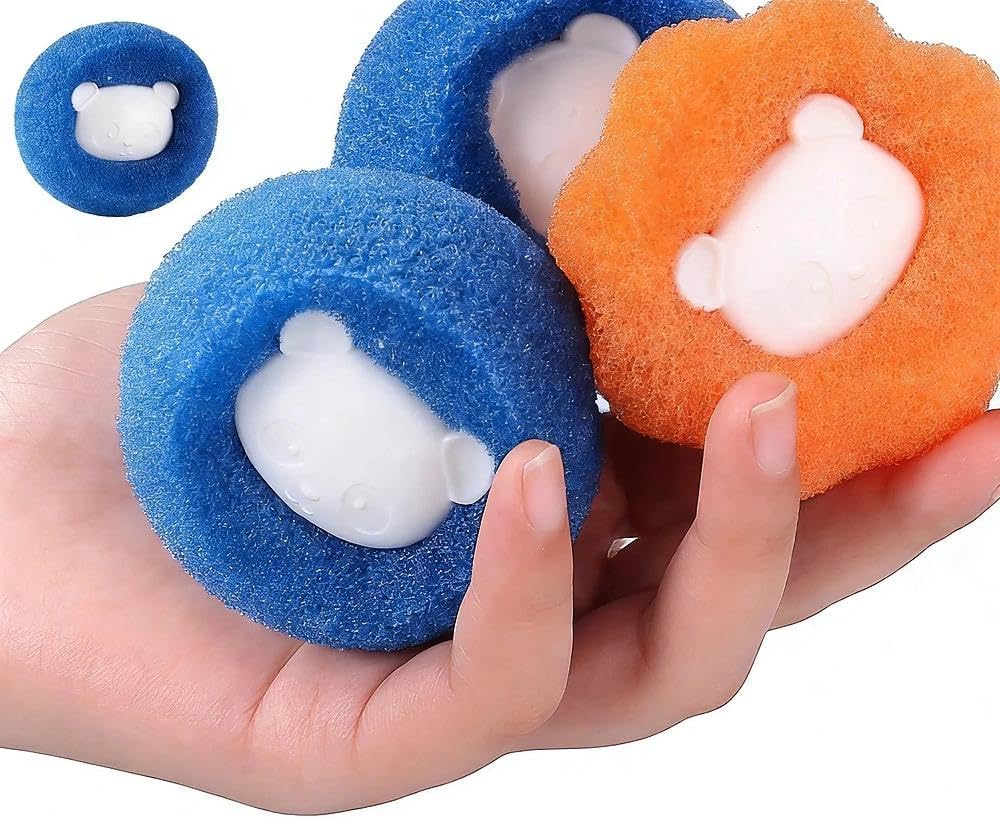 Pet Hair Remover for Laundry, 10 Pcs Effectively Capture Pet Fur in Washer & Dryer, Reusable Dryer Balls for Dog Cat Hair on Clothing, Orange and Blue Set