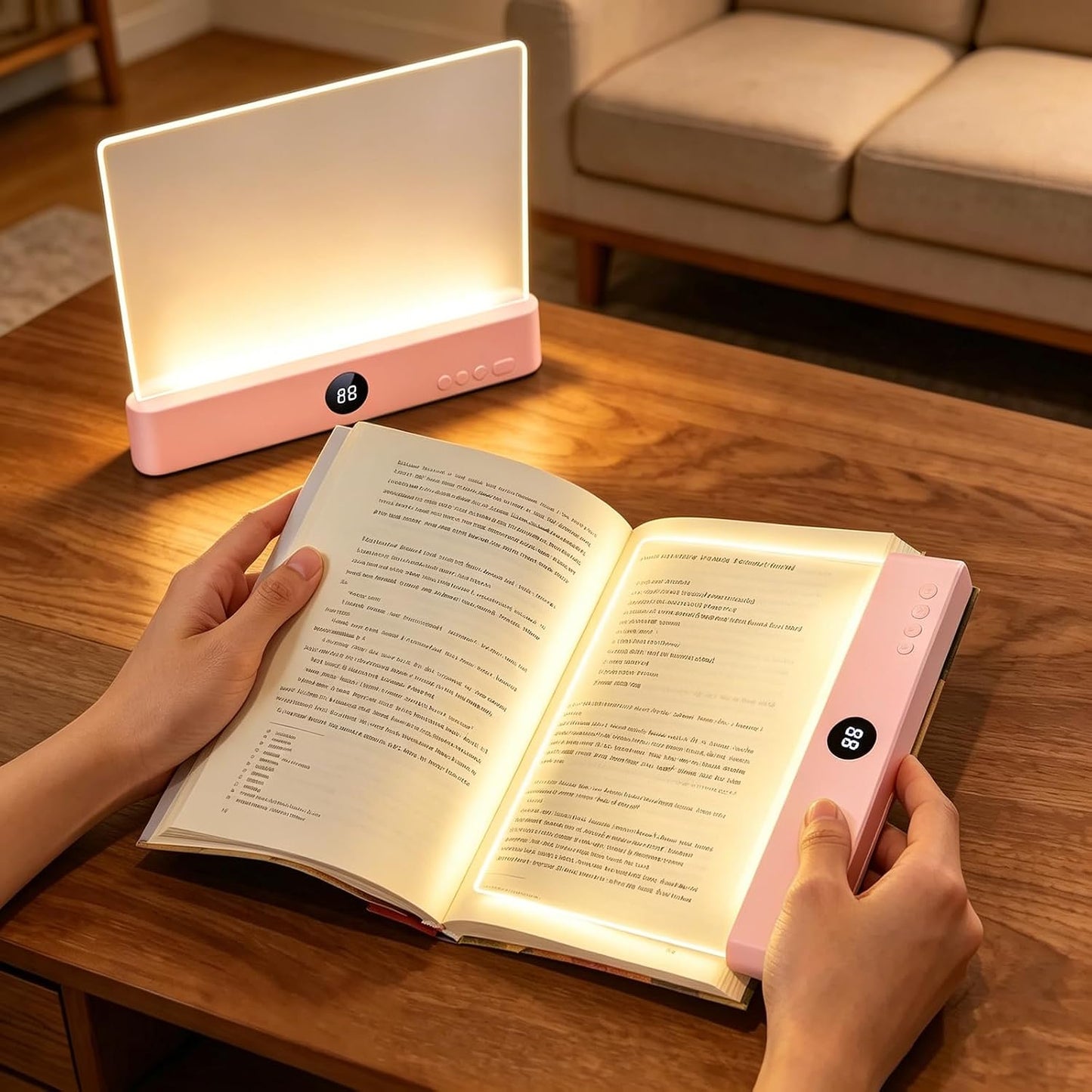 Choudao LED Book Light & Night Light 2 in 1, Flat Reading Light, Black | 3 Color Temperatures & Stepless Dimming, USB Rechargeable Full Page Light with Timer for Night Reading in Bed
