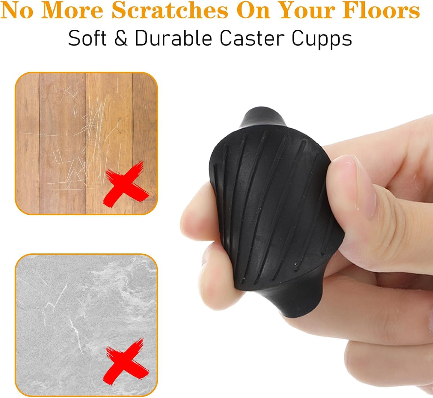 8 Pack Round Rubber Furniture Caster Cups, Non Slip Furniture Pads | 1.5 x 1.5" Furniture Gripper Anti Slide Floor Protector Rubber Furniture Feet for Bed Couch Table Chair Stoppers(Black)