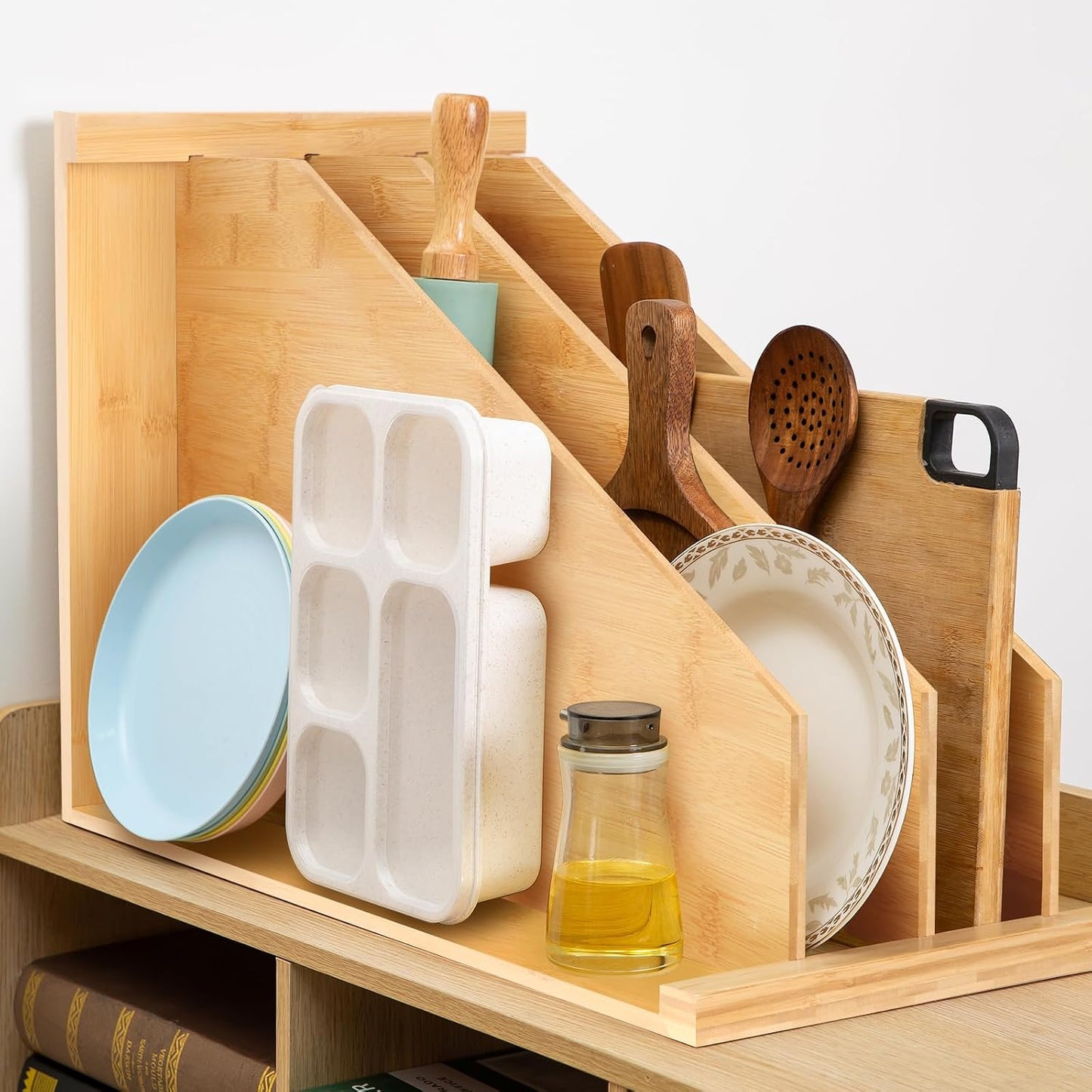 Upgraded Tray Dividers for Cabinets,15in Hx22in Dx12in W, Kitchen Cabinet Tray Divider for Pans, Lids, Pot And Pan, Cookie Sheet. with 3 Dividers,Keeping The Kitchen Organized（1）