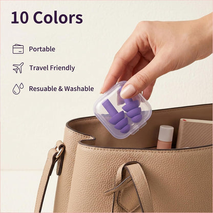 20 Pairs Ear Plugs for Sleeping, Reusable 32 dB (NRR) Noise Reduction for Side Sleepers, Swimming, Showering, Travel, Soft & Comfortable Fit, Hearing Protection, Comes with Separate Storage Cases