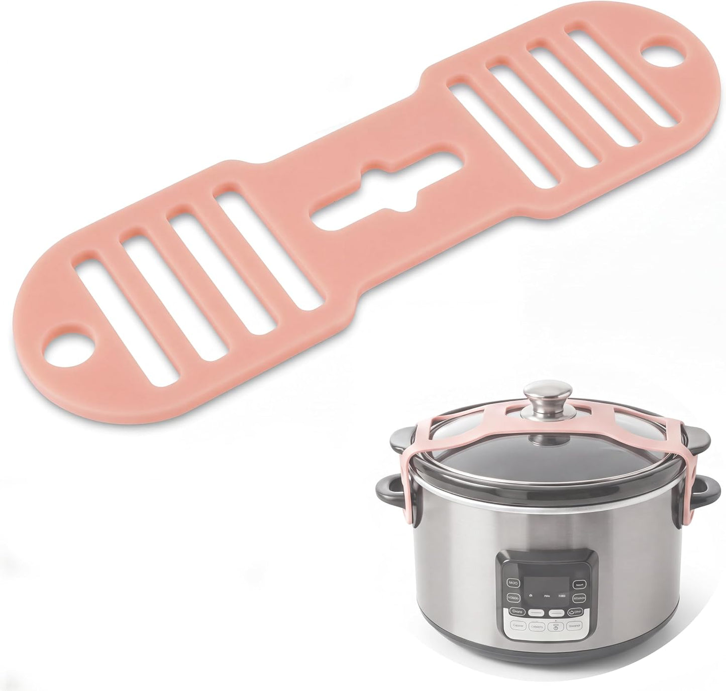 Silicone Lid Lock Strap for Crockpot Slow Cooker (6/7/8 Quart) - Universal Rubber Band Secure Lid Holder | Heat-Resistant, No-Spill Design Transport Accessories(Black)