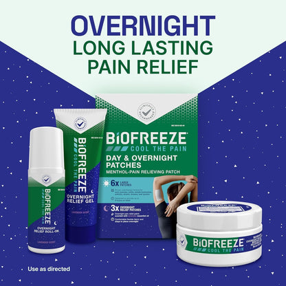 Biofreeze Day & Overnight Pain Relief Patches, Menthol Pain Patches for Arthritis & Muscle Pain Relief, Comfortable & Flexible Fabric Stays in Place, 9 Patches (6 Day, 3 Night)