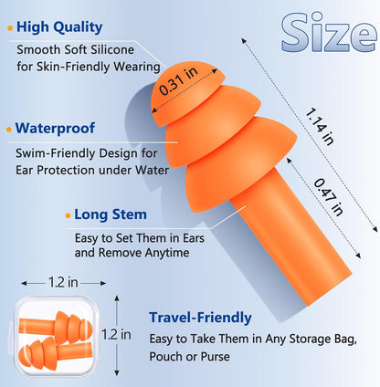 Leffis 20 Pairs Reusable Silicone Ear Plugs, Noise Cancelling Earplugs