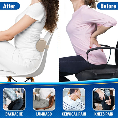 CushZone Lumbar Roll Support Pillow, Memory Foam Back Cushion, Black