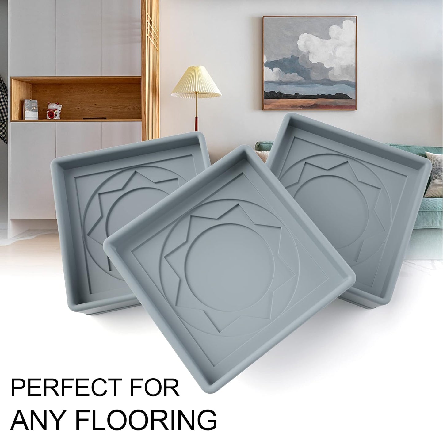 Furniture Coasters 4 Pcs 4” Furniture Caster Cups - Non Slip Furniture Pads Hardwoods Floors - Non Skid Grippers Rubber Furniture Feet Anti Slide Floor Protector for Bed Couch Stoppers Black