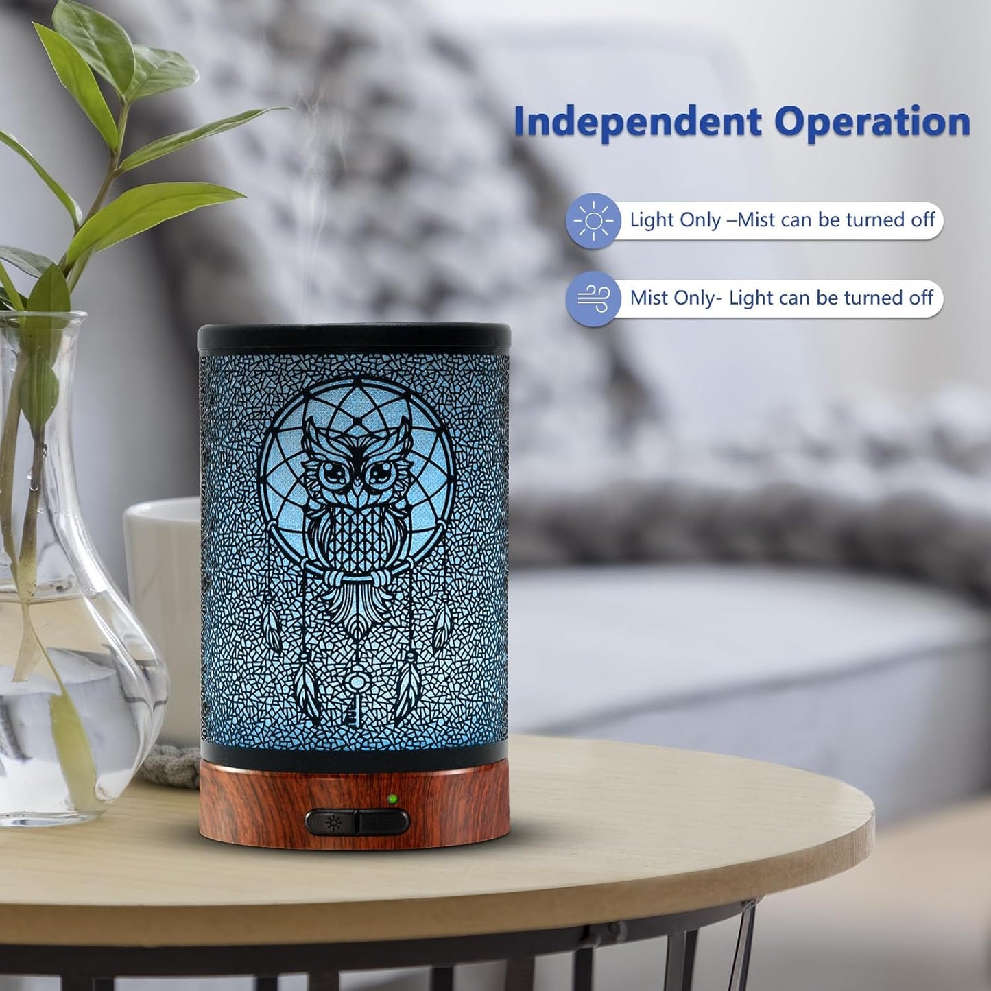 EQUSUPRO Essential Oil Diffuser 150ml Black Metal Aromatherapy Oil Diffuser Ultrasonic Cool Mist Diffuser with Auto Shut-Off Protection,7 Colors Changed LED for Home Office SPA Yoga