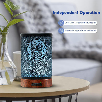 EQUSUPRO Essential Oil Diffuser 150ml Black Metal Aromatherapy Oil Diffuser Ultrasonic Cool Mist Diffuser with Auto Shut-Off Protection,7 Colors Changed LED for Home Office SPA Yoga
