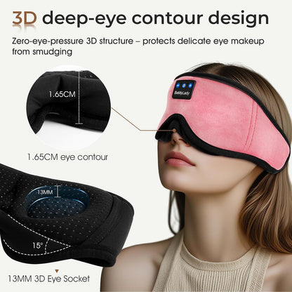 3D Bamboo Cotton Sleep Mask with Bluetooth 5.4 Headphone, Music Wireless Bluetooth Blackout Eye Mask for Side Sleepers, Earphones HD Speaker Microphone for Travel, Gifts for Women Men, Grey