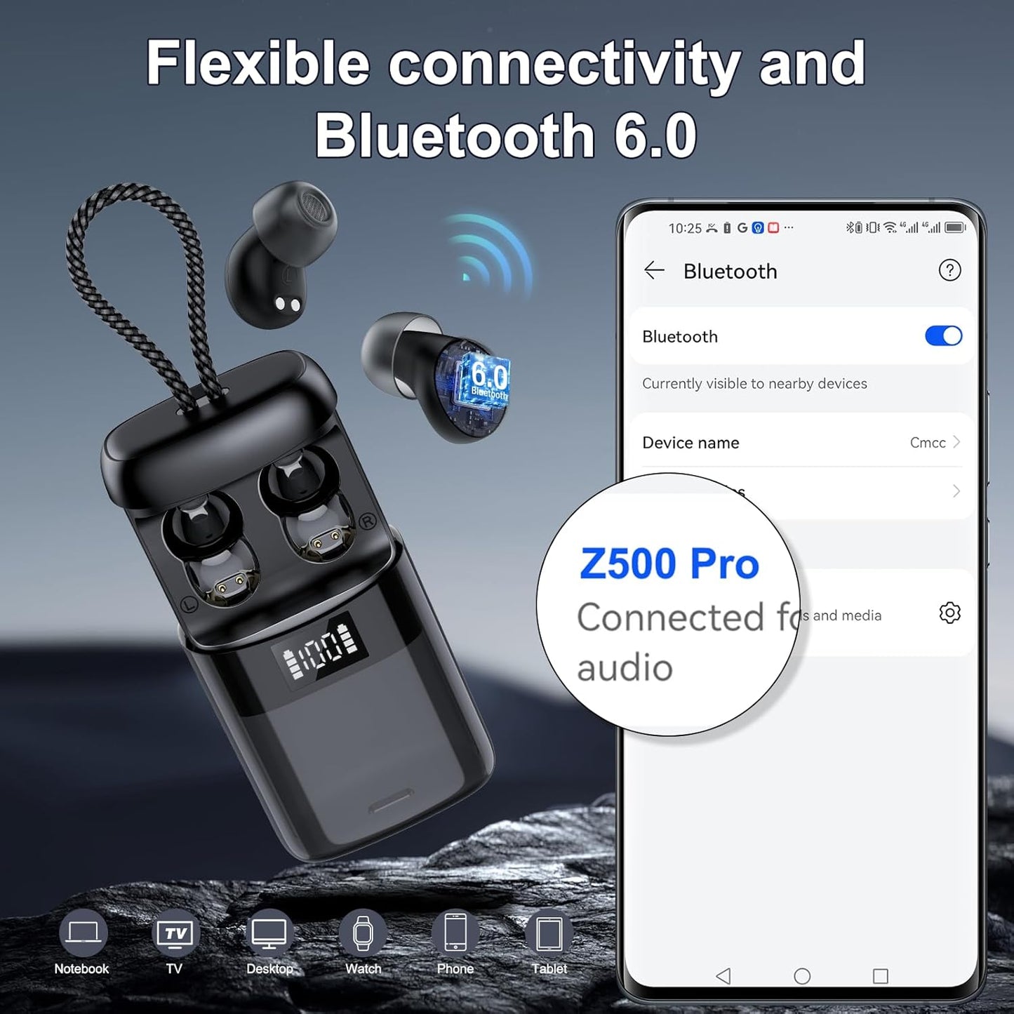 Sleep Earbuds Bluetooth 6.0 in Ear, 2026 New Mini Sleep Headphones with Sleep Monitor and APP, Sleepbuds for Side Sleepers, 48H Playtime Sleep Earphones with Personal Alarm/Small Earplugs, Black