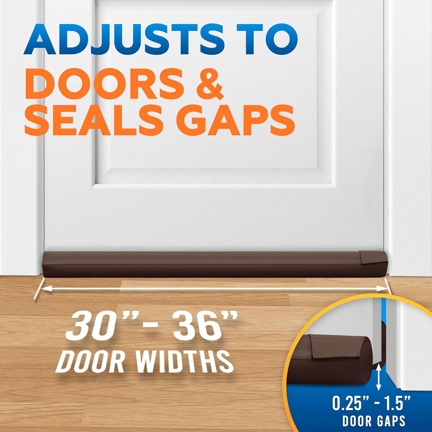 Comfyanno Under Door Draft Stopper - Bottom Door Gap Filler & Seal - Fits 30” to 36” Door, Double Side Block Noise, Sound, Air, Bugs, Dust, Easy to Install, No Adhesive, Black