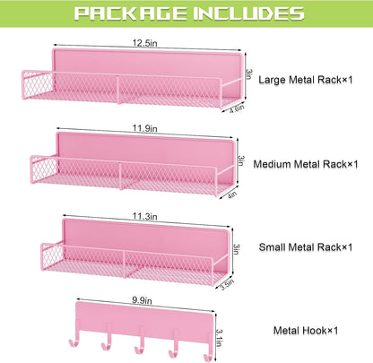 4 Pack Magnetic Shelves for Washing Machine, Heavy-Duty Magnetic Laundry Organizer with Hooks, Washing Machine Shelf for Refrigerator, Metal Storage Baskets, Closet & Laundry Room Organization(Black)
