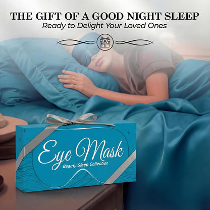 SLEEP SANCTUARY 100% Pure Mulberry Silk Sleep Mask - 22 Momme Light Blocking 3D Contour Silk Eye Mask for Sleeping - Secure Fit for Side Sleepers, Women & Men - Cloud Soft (Misty Blue)