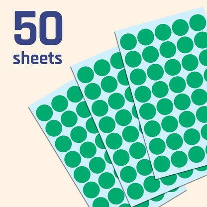 2000 Pack, 3/4" Round Colored Dot Stickers Labels - 10 Colors