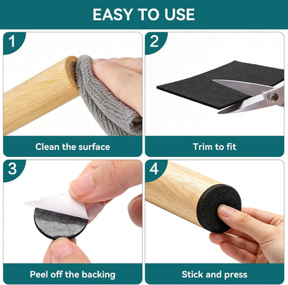 60 Pack Felt Furniture Pads for Hardwood Floors – Self Adhesive Chair Leg Floor Protectors, Round & Square Felt Pads for Furniture Legs, Black