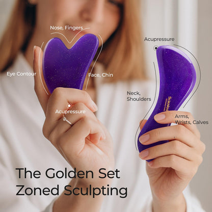 Scienlodic Gua Sha Massage Tool with Handle (Resin) Larger Guasha Scraping Tool for Back Neck Face Leg Massage, Lymphatic Drainage, Cellulite Remove - Large