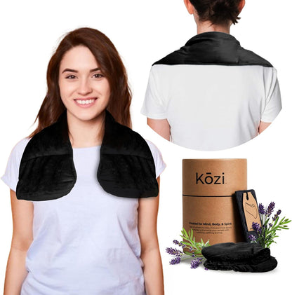 Kozi Neck Heating Pad | Microwaveable Weighted Shoulder Heating Pad | Neck and Shoulder Heating Pad with Clay Beads & Aromatherapy (Khol)
