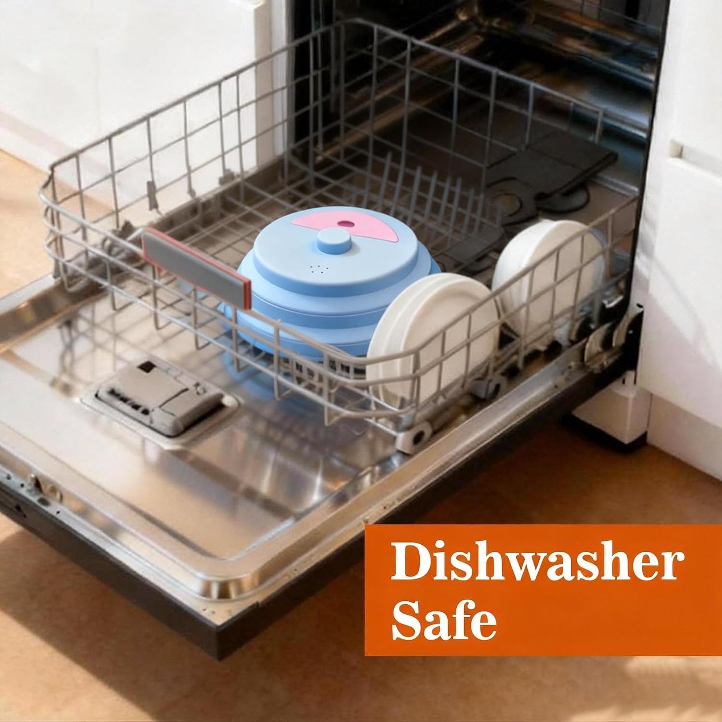 Silicone Microwave Cover, BPA-Free Collapsible Microwave Splatter Cover with Vents & Handle, Dishwasher Safe, Fits 9.5” Plates