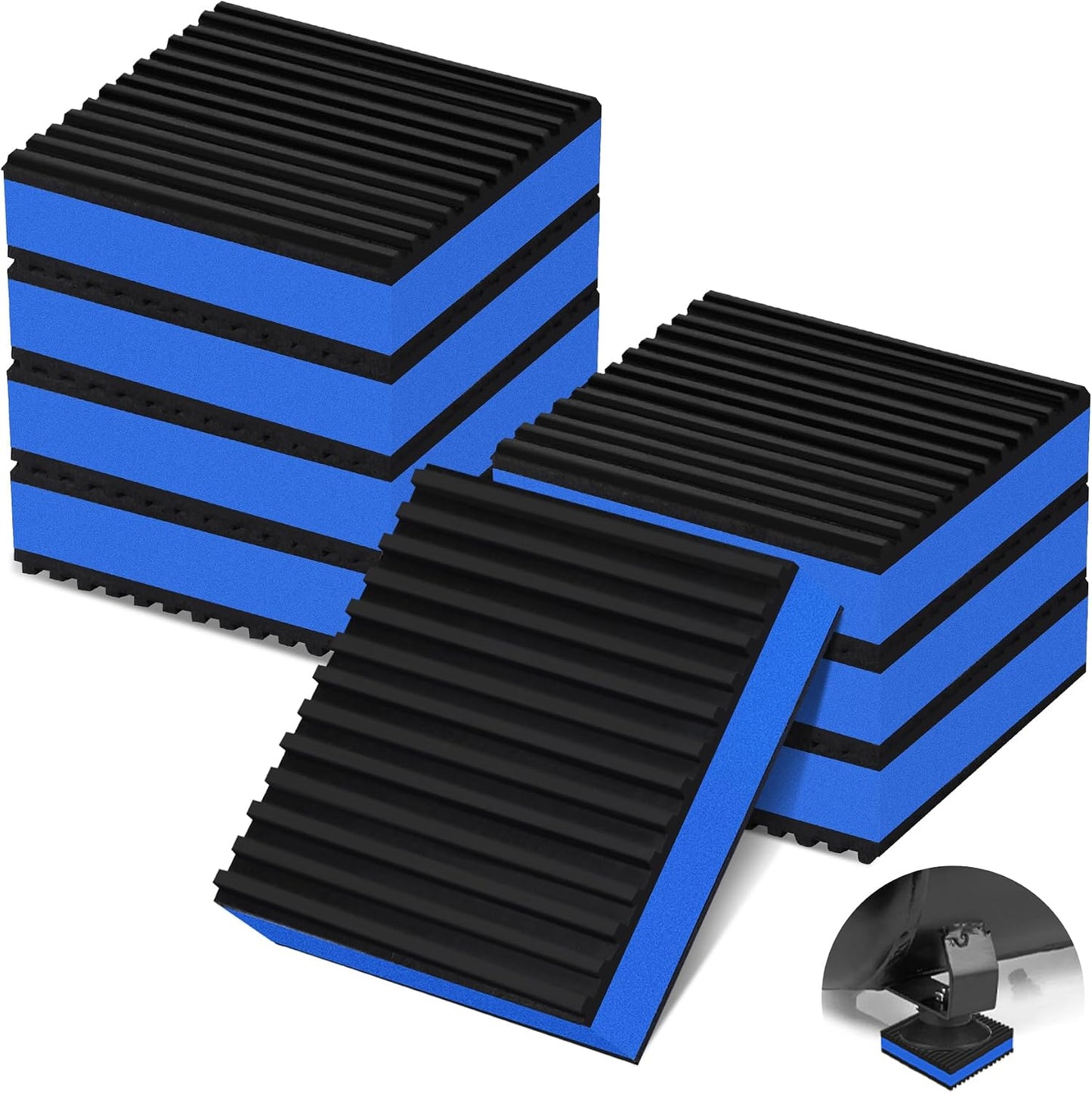 4 Pack Anti Vibration Pads for Washing Machine 4"x4"x7/8", Sound Isolation Vibrating Pad Ribbed Rubber Damping Mat EVA Center for Air Compressors, Conditioner, Treadmill, HVAC Washer Dryer