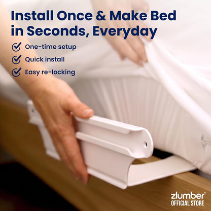 The Original USA Patented ZlumberLock - Secure Sheet Holder with Heavy-Duty Mattress Straps – No More Loose Bedding, Universal Fit, Easy One-Time Installation