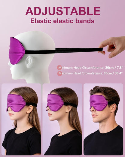 Silk Sleep Mask for Women and Men - Soft Breathable Organic Natural Mulberry Silk Fabric Blackout Eye Mask with Adjustable Straps No Pressure Eye Mask for Travel Essentials Gifts (Black)