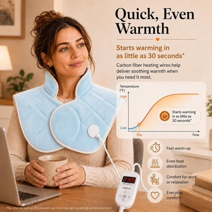 Weighted Heating Pad for Neck and Shoulders and Back, 2.4 lb Neck and Shoulder Heating Pad Wrap, Heated Neck Wrap for Upper Back, Tourmaline-Infused Fill, Auto Shut Off, Machine Washable Gift Set