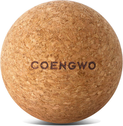 COENGWO Cork Ball Lacrosse Ball, Deep Tissue Muscle Tension Therapy Ball for Trigger Point Therapy, Muscle Soreness, Yoga Therapy, 2.4 Inch