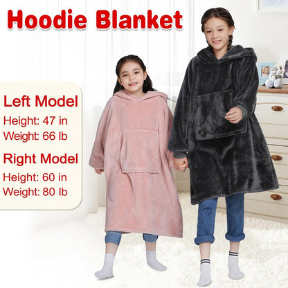 Wearable Blanket Sweatshirt Gifts for Women and Men, Warm and Cozy Giant Blanket Hoodie, Thick Flannel Blanket with Sleeves and Giant Pocket - Dark Gray