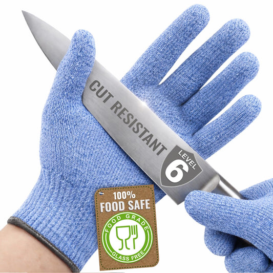 Superior ANSI A6 Cut Resistant Gloves, 100% Food Safe‘BLUE’,Large