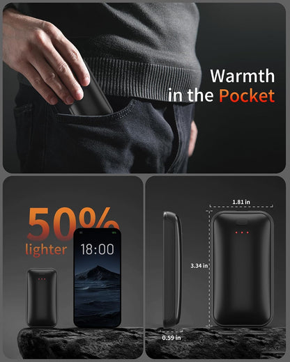 Lerat Hand Warmers Rechargeable 2 Pack, Portable Electric Hand Warmer Max 131℉, Reusable Slim Pocket Heater Handwarmers, Gifts for Men, Women, Outdoor, Golf, Camping, Hunting Essentials