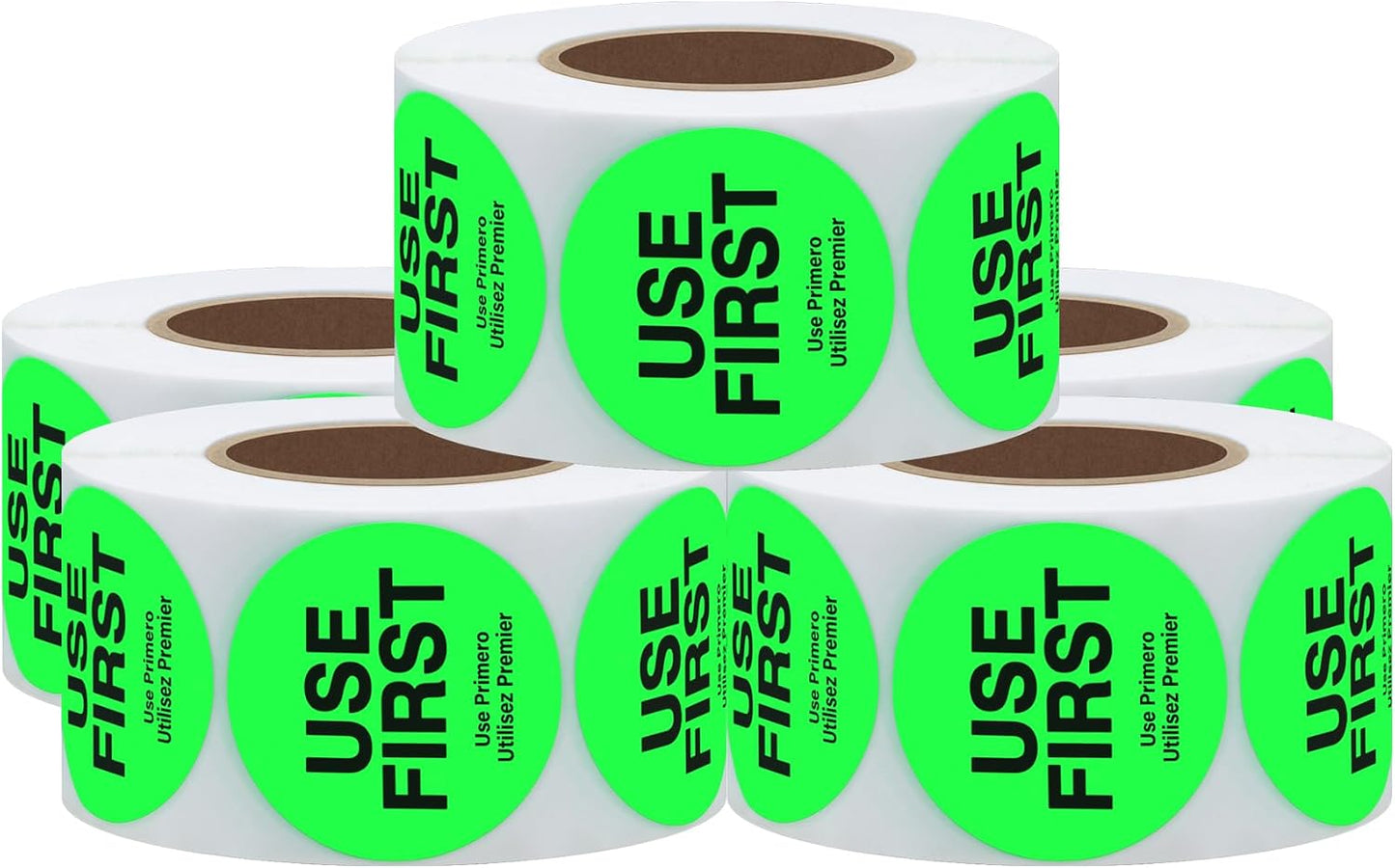 500 Pcs 1.5" Use First Stickers Small Stickers Circle Label Dot Labels Fluorescent Paper, Fluorescent Green