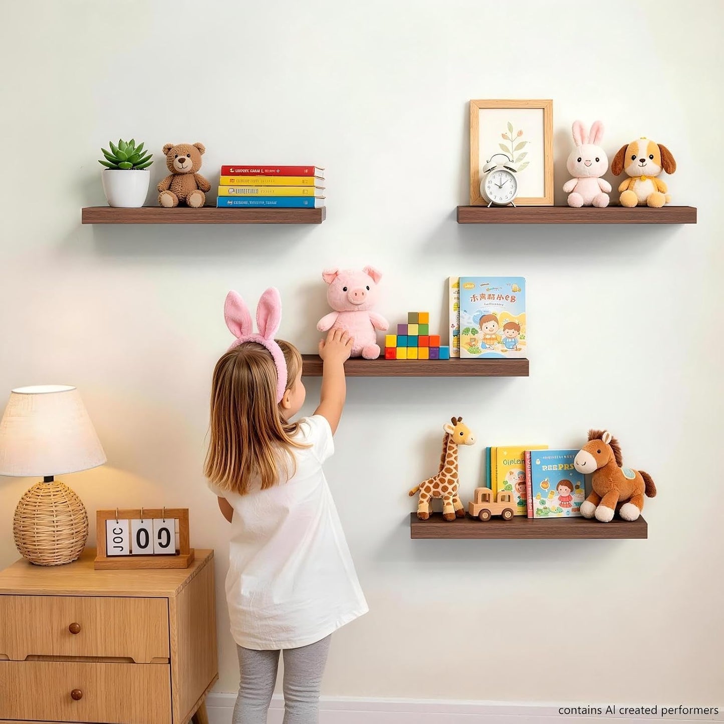 BAYKA Rustic Brown Floating Shelves 22.5in, Set of 2, Wall Mount Wood Shelf | Easy Install, 22lbs Max Load, Hidden Bracket, for Bathroom Bedroom Living Room or Kitchen, Hanging Shelf Book Decor Storage
