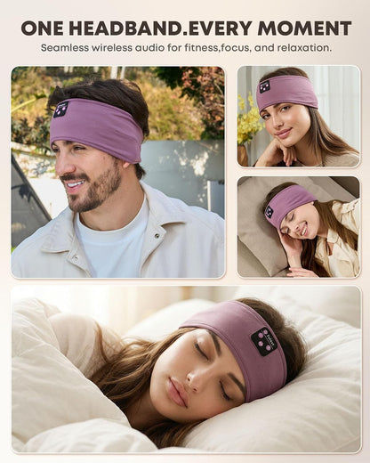 Sleep Headphones Bluetooth 5.4 Headband, Wireless Sleep Headphones with Ultra-Thin HD Stereo Speakers for Side Sleepers, Sweatproof Sports Headband for Workout Yoga Running Cool Gadget Unique Gifts