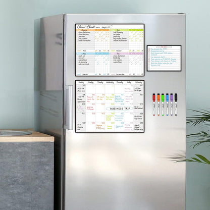 JJPRO Magnetic Dry Erase Chore Chart Set for Fridge-Used for Multiple Kids-One Chore Chart and Two Bonus Dry Erase Pad/Grocery Boards-Behavior Chart for Multiple Kids