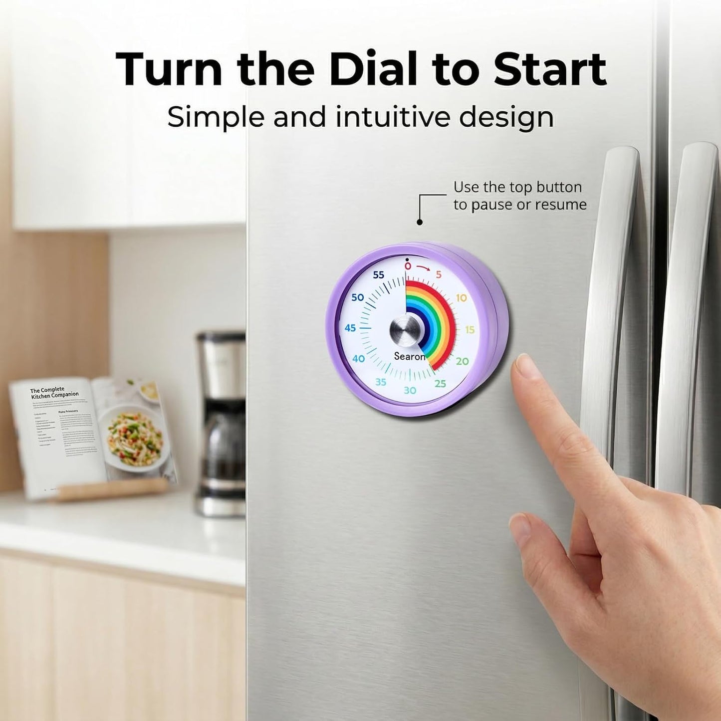 Searon Magnetic Visual Classroom Timer for Teachers, 60-Minute Countdown | No-Tick with Sound or Silent LED Alert, Pause, Magnet/Stand/Hang for Reading, Small Groups & Classroom Routines