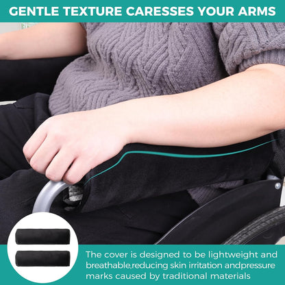 lefeke 2 Pack Wheelchair armrest Pads - Soft Velvet Foam armrest Covers for wheelchairs, Office Chairs and armchairs, etc., Effectively relieves arm Pressure and Prevents Soreness (Blue)